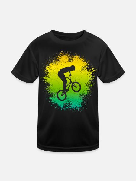 BMX Fahrrad Kinder Motiv Freestyle BMX Fahrer - Kinder Funktions-T-Shirt - Schwarz