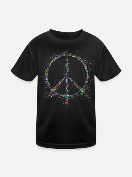 Frieden in den Farbtropfen - Kinder Funktions-T-Shirt - Schwarz