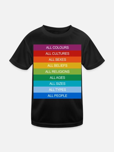 Tolerance Equality Inclusion Tolerance Pride Queer - Kids Functional T-Shirt - black - Front