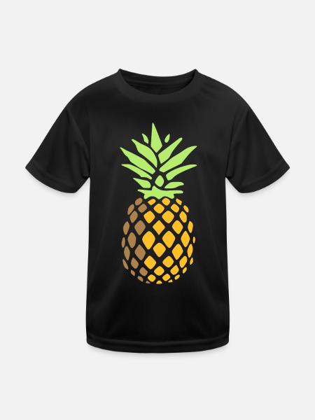 Ananas - Kinder Funktions-T-Shirt - Schwarz - Vorne