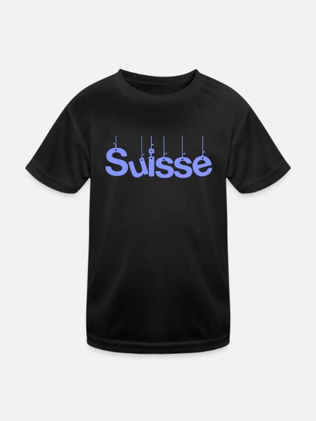 SCHWEIZ. HUMOR. LAND. FLAGGE. GENF. LAUSANNE - Kinder Funktions-T-Shirt - Schwarz - Vorne