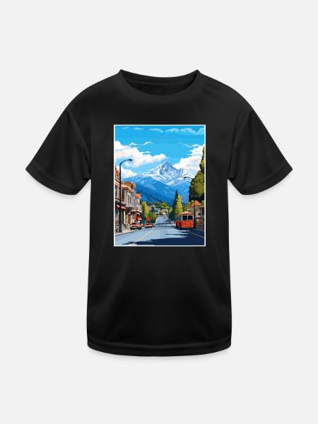 Queenstown Neuseeland Vintage Reiseposter WPA - Kinder Funktions-T-Shirt - Schwarz