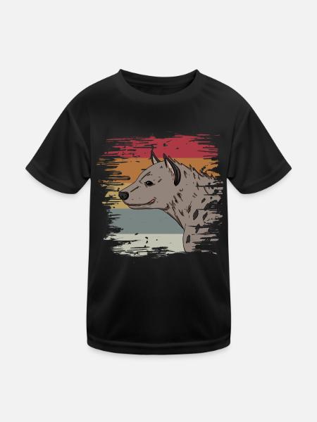 Hyäne - Kinder Funktions-T-Shirt - Schwarz