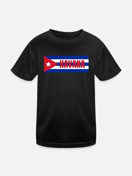 Havana City in Cuban Flag - Kids Functional T-Shirt - black