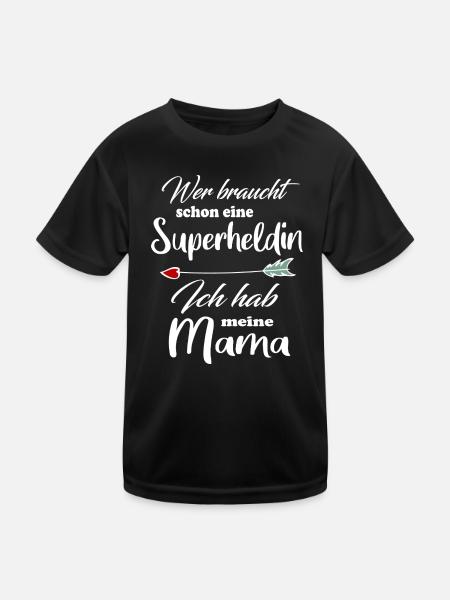 Superheldin Familie Mama Mutti - Kinder Funktions-T-Shirt - Schwarz - Vorne