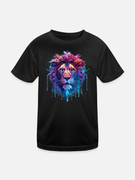 Spiritueller Löwenzauber - Kinder Funktions-T-Shirt - Schwarz