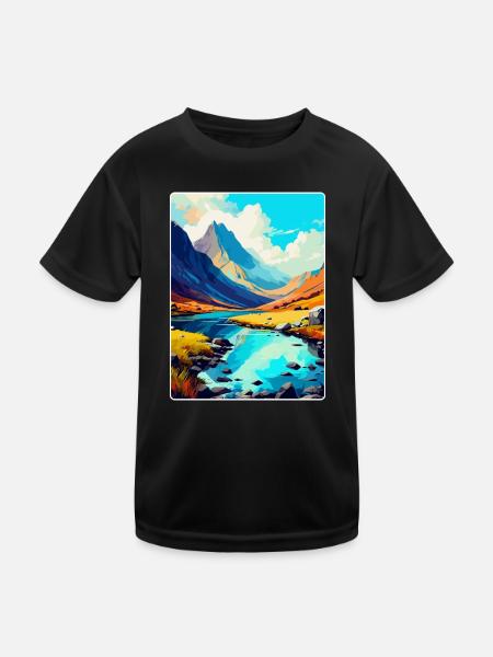 Snowdonia Wales Uk Vintage Travel Poster Souvenir - Kids Functional T-Shirt - black