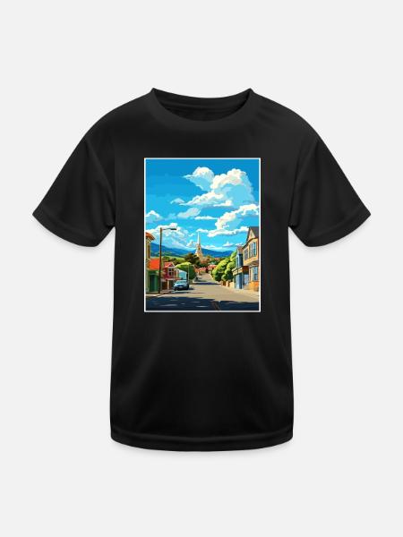 Oamaru Neuseeland Vintage Reiseposter Souvenir - Kinder Funktions-T-Shirt - Schwarz