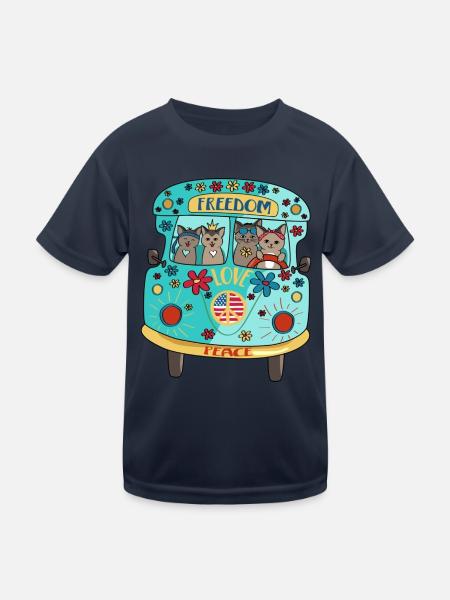 Camper Camping Bus - Kinder Funktions-T-Shirt - Navy