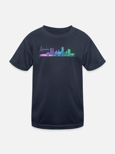 München skyline - Kinder Funktions-T-Shirt - Navy