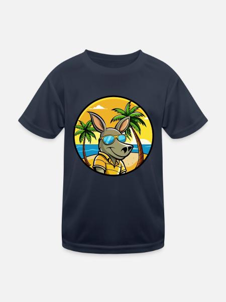 Erdferkel Lustige Cartoon Sommer Strand Sonnenbrille - Kinder Funktions-T-Shirt - Navy - Vorne