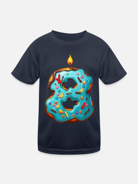 NUMMER 8 KUCHEN SWEET 8. GEBURTSTAG - Kinder Funktions-T-Shirt - Navy