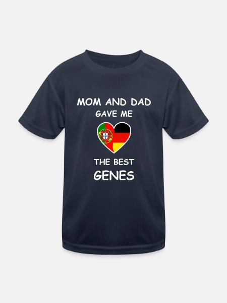 Portugal Germany Genes Heart White - Kinder Funktions-T-Shirt - Navy - Vorne