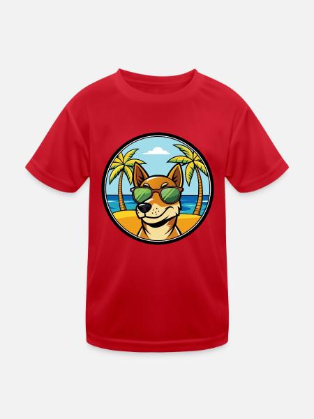 Serbischer dreifarbiger Laufhund Rasse Cartoon Strand - Kinder Funktions-T-Shirt - Rot - Vorne