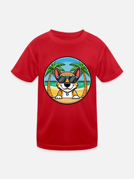 Serbischer dreifarbiger Laufhund Rasse Cartoon Strand - Kinder Funktions-T-Shirt - Rot - Vorne