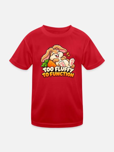 Zu flauschig, um zu funktionieren – Lustiger Hase - Kinder Funktions-T-Shirt - Rot - Vorne