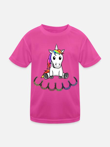 Einhorn Einhörner Kinder Kind - Kinder Funktions-T-Shirt - hot Pink