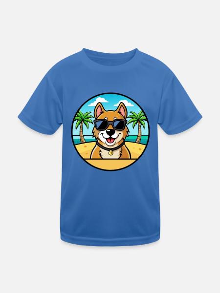 Alano Español Hunderasse Cartoon Sonnenbrille Strand - Kinder Funktions-T-Shirt - Königsblau - Vorne