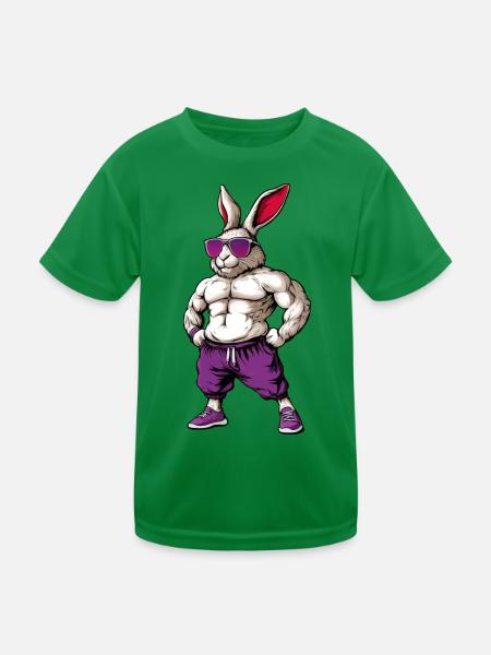 Sport Tiere Hase - Kinder Funktions-T-Shirt - Kelly Green - Vorne