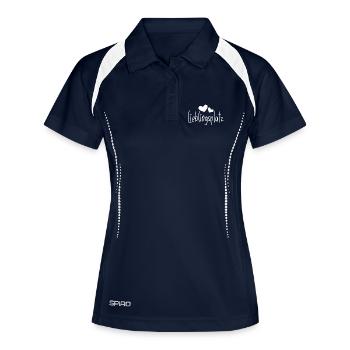 Lieblingsplatz Kissen mit Herz - Frauen Polo atmungsaktiv - Navy/Weiß - Vorne