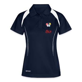 80. 80 ANS. 80e ANNIVERSAIRE. ANNIVERSAIRE 80 ANS. - Polo respirant Femme - marine/blanc - Devant