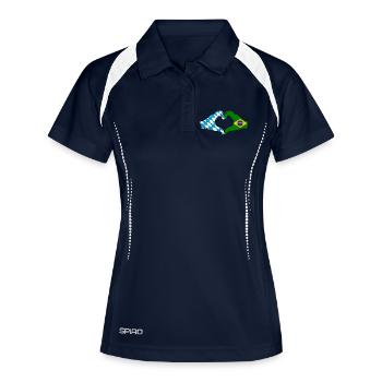 Bavière, Brésil, Drapeau, Mains, Forme Coeur - Polo respirant Femme - marine/blanc - Devant