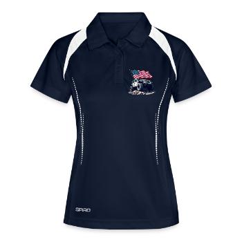 Amerikanischer Offroad-Motor - Frauen Polo atmungsaktiv - Navy/Weiß - Vorne