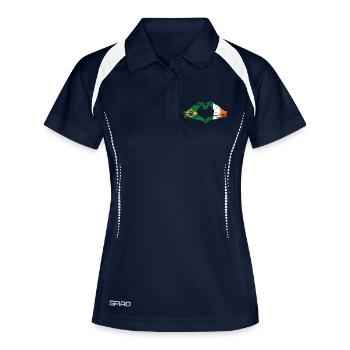 Brésil Irlande Drapeau Aiguilles Coeur Forme Utilisé - Polo respirant Femme - marine/blanc - Devant