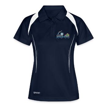 Train pour enfants avec remorque - Polo respirant Femme - marine/blanc - Devant