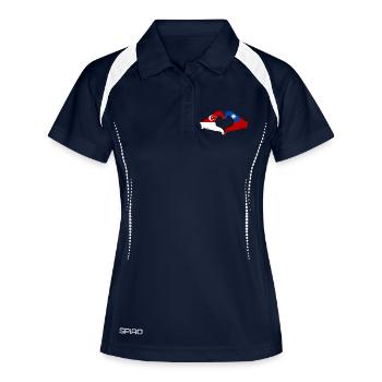 Singapour Taïwan mains forme de coeur - Polo respirant Femme - marine/blanc - Devant