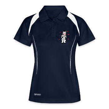 Kuh Familie Bauernhof Kühe Herz Geschenk - Frauen Polo atmungsaktiv - Navy/Weiß - Vorne