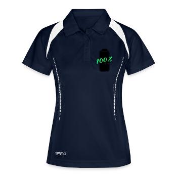 Batterie hat 100% volle Energie - Frauen Polo atmungsaktiv - Navy/Weiß - Vorne
