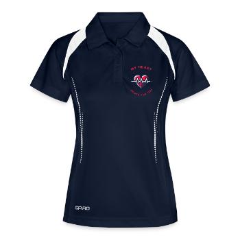 My Heart Beats For You - Frauen Polo atmungsaktiv - Navy/Weiß - Vorne