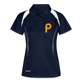 Rayures design rétro P - Polo respirant Femme - marine/blanc - Devant