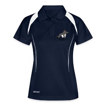 Schof im Wolfspelz - Frauen Polo atmungsaktiv - Navy/Weiß - Vorne