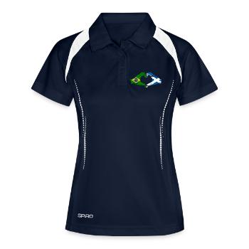 Brésil Ecosse drapeau mains forme de coeur utilisé - Polo respirant Femme - marine/blanc - Devant