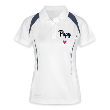 PAPY. FÊTE DES PÈRES. BONNE FÊTE PAPY. JE T'AIME. - Polo respirant Femme - blanc/marine - Devant