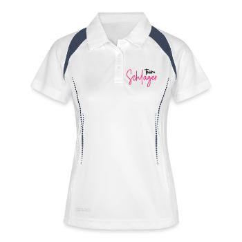 Team Schlager - Schlagerparty - Schlagermusik - Frauen Polo atmungsaktiv - Weiß/Navy - Vorne