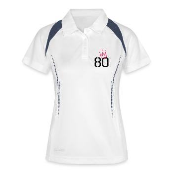 80e anniversaire - 80 couronne - 80 ans - Polo respirant Femme - blanc/marine - Devant
