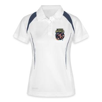 Ich brauche Platz - Frauen Polo atmungsaktiv - Weiß/Navy - Vorne