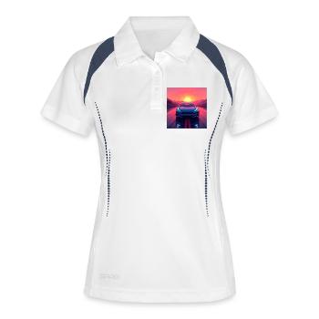 Elektrische Autobahn - Frauen Polo atmungsaktiv - Weiß/Navy - Vorne