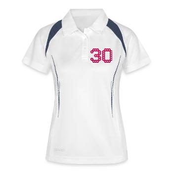 30. 30 ANS. 30e ANNIVERSAIRE. ANNIVERSAIRE 30 ANS. - Polo respirant Femme - blanc/marine - Devant