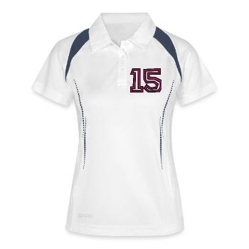 15 - Frauen Polo atmungsaktiv - Weiß/Navy - Vorne