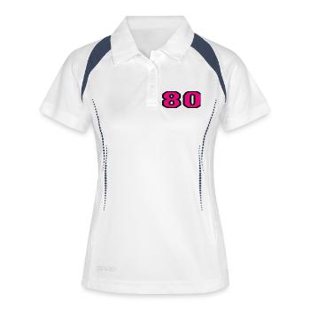 80. 80 JAHRE. 80-JÄHRIGES JUBILÄUM. 80. GEBURTSTAG. - Frauen Polo atmungsaktiv - Weiß/Navy - Vorne
