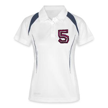 5 - Frauen Polo atmungsaktiv - Weiß/Navy - Vorne