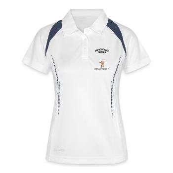 Wir werden dich Vermissen beste Team Abschied - Frauen Polo atmungsaktiv - Weiß/Navy - Vorne