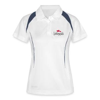 Lieblingsplatz Kissen mit Herz - Frauen Polo atmungsaktiv - Weiß/Navy - Vorne