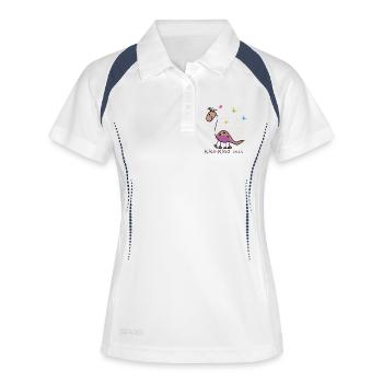 Kindergarten 2023 - Frauen Polo atmungsaktiv - Weiß/Navy - Vorne