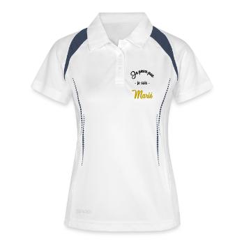 JUST MARRIED. EVJF - Polo respirant Femme - blanc/marine - Devant