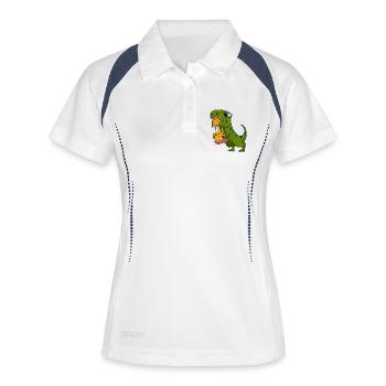 Cadeau de restauration rapide de pizza de dinosaure Dino - Polo respirant Femme - blanc/marine - Devant